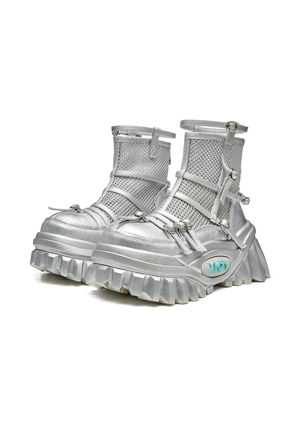 XMZY | Lace Mesh Combat Boots-Silver - PSYLOS 1, XMZY | Lace Mesh Combat Boots-Silver, Boots, XMZY•JAPAN, PSYLOS 1